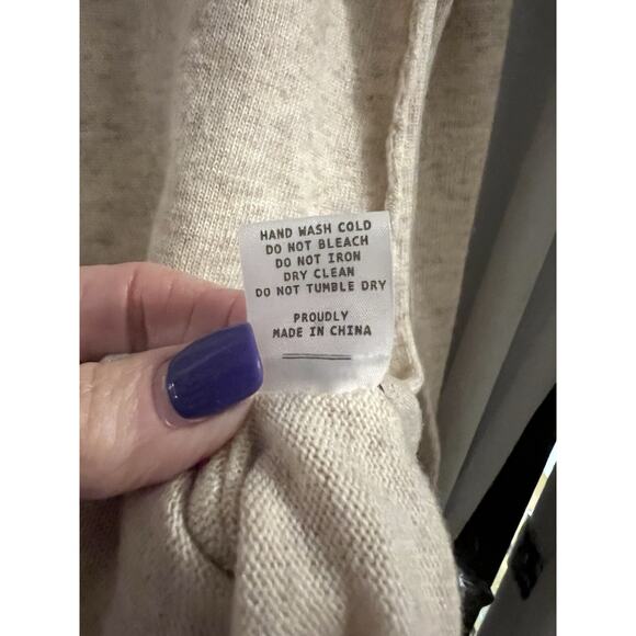 Kerisma Beige Lightweight Sweater High Low Hem Sz M Angora Blend Raw Seams - Picture 4 of 5